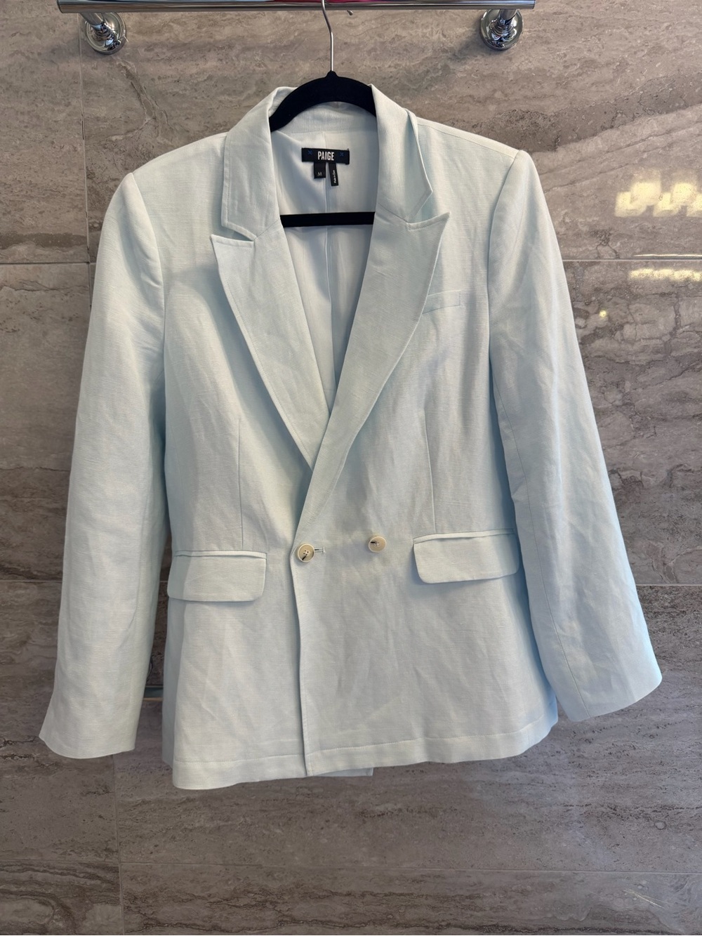 PAIGE Pale Blue Double-Breasted Blazer